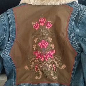 Tommy Hilfiger small jean jacket with hand embroidered patch on back